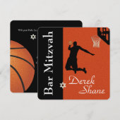✡ Pix Dezines Basketball Bar Mitzvah Einladung (Vorne/Hinten)
