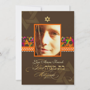 Pix Dezines Bat Mitzvah Foto + Psychedelische Ster Einladung