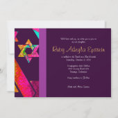 Pix Dezines Bat Mitzvah Foto + Psychedelische Ster Einladung (Rückseite)