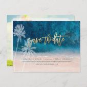 Pix Dezines Beach Imitate Gold Moderne Pinselstric Ankündigungspostkarte (Vorne/Hinten)