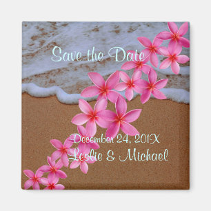 Pix Dezines Beach+Pink Plumeria Magnet