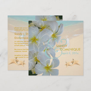 Pix Dezines BEACH PLUMERIA LEI+STARFISH+SWIRL Einladung