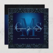 Pix Dezines bijoux Damask /blau Saphir Einladung (Vorne/Hinten)