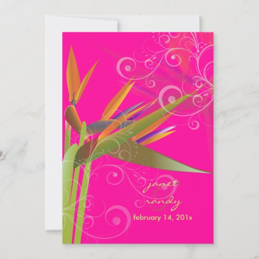 Pix Dezines Bird of Paradise+Wirbel/DIY-Farben Einladung (Vorderseite)