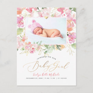 Pix Dezines Blush Blume Girl Birth Postkarte