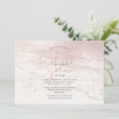 Pix Dezines Blush Ocean Shoreline Beach Bat Mitzva Einladung (Stehend Vorderseite)