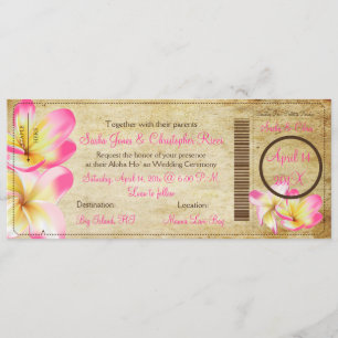 Pix Dezines Boarding Pass Pink Plumerias Einladung