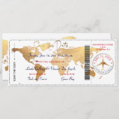 Pix Dezines Boarding Pass Save the Date, Weltkarte Einladung (Vorne/Hinten)