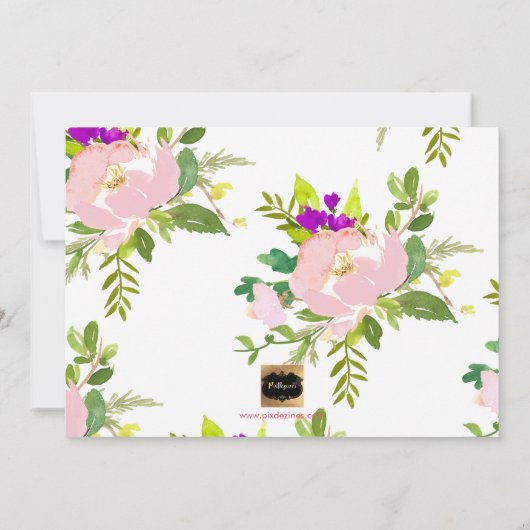 Pix Dezines Brautparty Frühlingsflora Einladung (Rückseite)