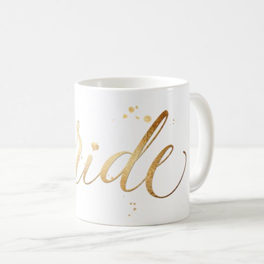 Pix Dezines Bride/Imitats Gold/Modernes Script Kaffeetasse (VorderseiteRechts)