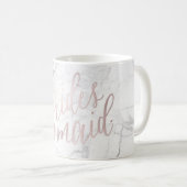 Pix Dezines Bridesmaid|Marble Blush Pink Script Kaffeetasse (VorderseiteRechts)
