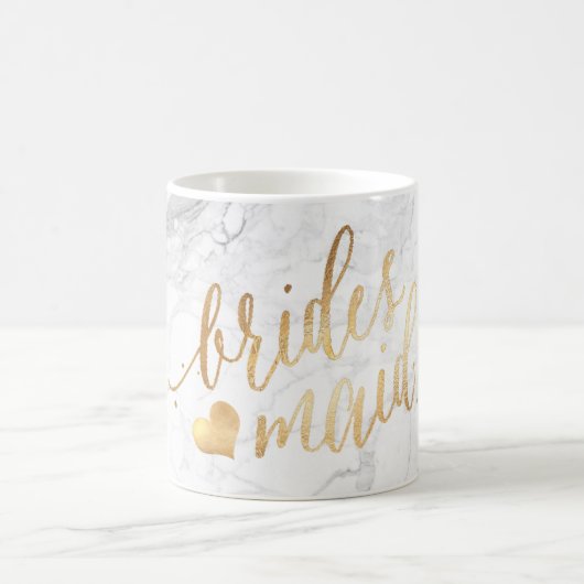 Pix Dezines Bridesmaid|Marble Imitate Gold Script Kaffeetasse (Mittel)