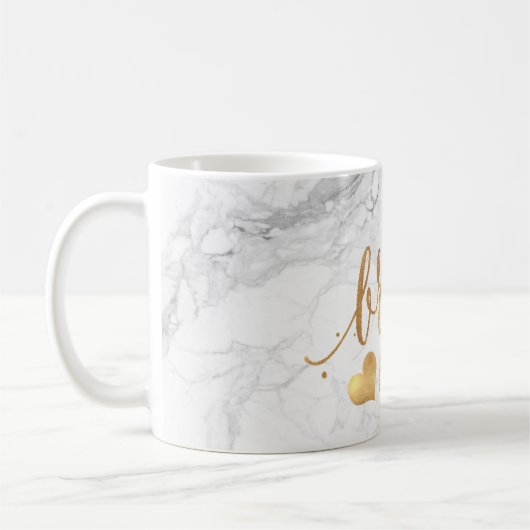 Pix Dezines Bridesmaid|Marble Imitate Gold Script Kaffeetasse (Links)