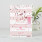 Pix Dezines Bruch+Bubbly Imitats Rose Gold Confett Einladung (Stehend Vorderseite)