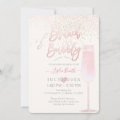 Pix Dezines Brunch Bubbly/Pink Champagne Confetti Einladung (Vorderseite)