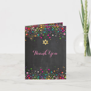 Pix Dezines Chalkboard Rainbow Confetti/Danke Dankeskarte