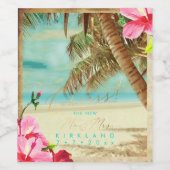 Pix Dezines Cheers Vintager Strand, tropische Palm Weinetikett (Einzelnes Label)