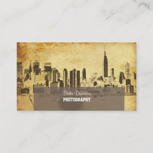 Pix Dezines City Scape, New York, Vintag Visitenkarte (Vorderseite)