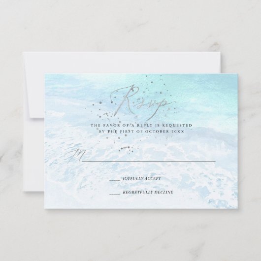 Pix Dezines Crystal Blue Shoreline, Sand in Sea UA Einladung (Vorderseite)