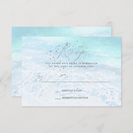 Pix Dezines Crystal Blue Shoreline, Sand in Sea UA Einladung (Vorne/Hinten)