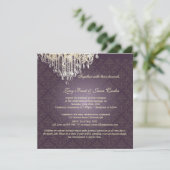 Pix Dezines Crystal Chandelier + Celine Damask Einladung (Stehend Vorderseite)