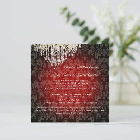 Pix Dezines Crystal Chandelier/DIY Hintergrundfarb Einladung (Stehend Vorderseite)