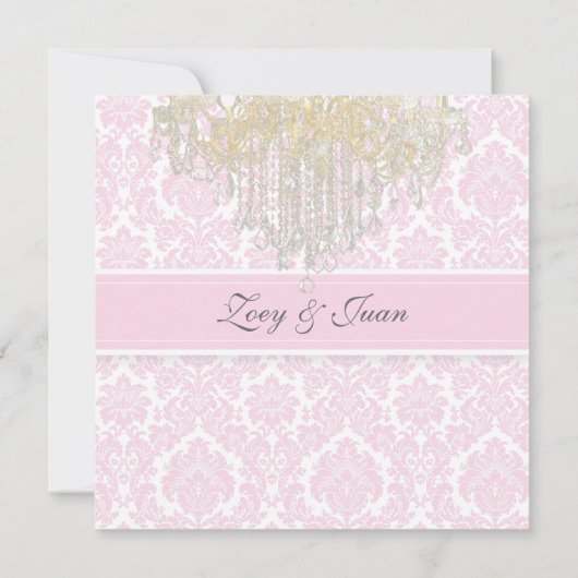 Pix Dezines Crystal Chandelier + Moiré Damask Einladung (Rückseite)