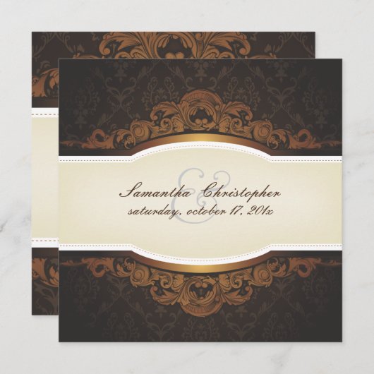 Pix Dezines Cubana Damask Einladung (Vorne/Hinten)