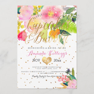 Pix Dezines Cupcakes & Bubbly Spring Floral Einladung