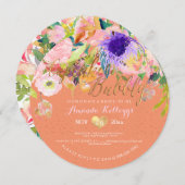 Pix Dezines Cupcakes & Bubbly Spring Floral Einladung (Vorne/Hinten)