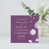 Pix Dezines Dandelion, dunkle Hintergrundfarben Einladung (Stehend Vorderseite)