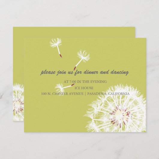 Pix Dezines Dandelion, dunkle Hintergrundfarben Einladung (Vorne/Hinten)