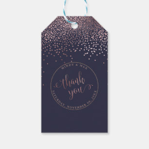 Pix Dezines Danke, Imitate Rose Gold Confetti Geschenkanhänger