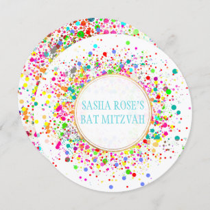 Pix Dezines Dazzled/Neon Speck/Bat Mitzvah Einladung
