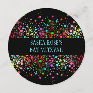 Pix Dezines Dazzled/Neon Speck/Bat Mitzvah Einladung