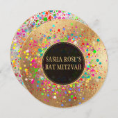 Pix Dezines Dazzled/Neon Speck/Bat Mitzvah ✡ Einladung (Vorne/Hinten)