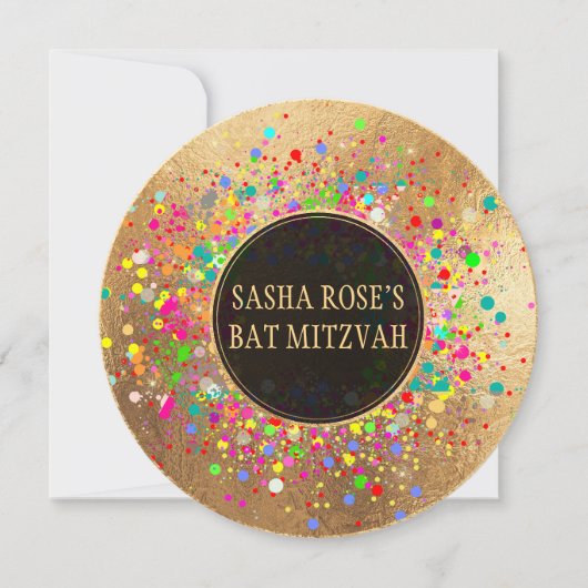Pix Dezines Dazzled/Neon Speck/Bat Mitzvah ✡ Einladung (Vorderseite)