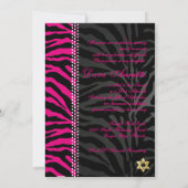 Pix Dezines DIY Farben Rosa Zebra, Bat Mitzvah Karte (Rückseite)