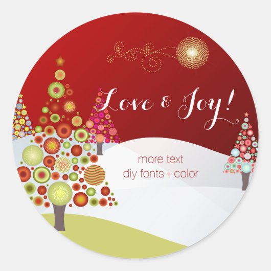 Pix Dezines DIY Retro-Weihnachtsbäume Runder Aufkleber (Vorderseite)