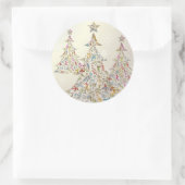 Pix Dezines DIY Retro-Weihnachtsbäume Runder Aufkleber (Tasche)