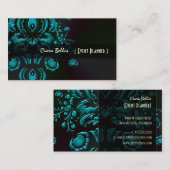 Pix Dezines Dolcè Damask/Aquamarin+Charcoal Visitenkarte (Vorne/Hinten)