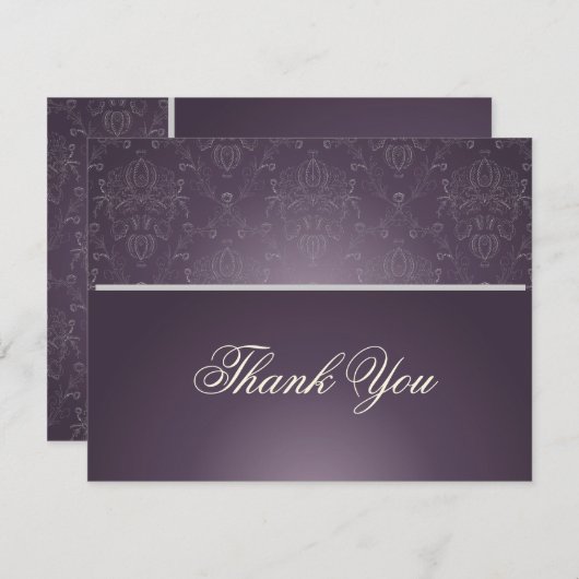 Pix Dezines Dolcè Damask / Plum+Elfenbeingrau Dankeskarte (Vorne/Hinten)