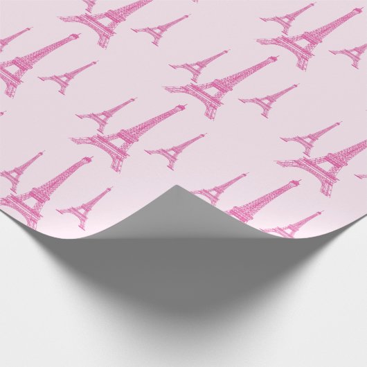Pix Dezines eiffel Türme/heiß rosa/dunkler Hinterg Geschenkpapier (Ecke)
