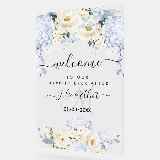 Pix Dezines Elegant Ice Blue Hyde Alabaster Rose Acrylschild (Winkel)