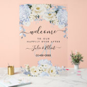 Pix Dezines Elegant Ice Blue Hyde Alabaster Rose Acrylschild (Hochzeit)