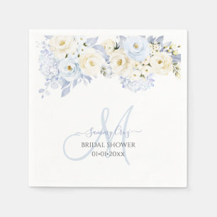 Pix Dezines Elegant Ice Blue Hyde Cream Rose Serviette