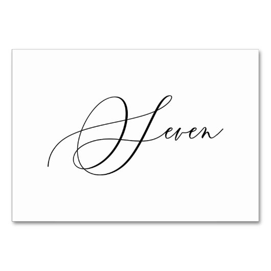 Pix Dezines Elegante Romantische Kalligrafie Seven Tischnummer (Vorderseite)