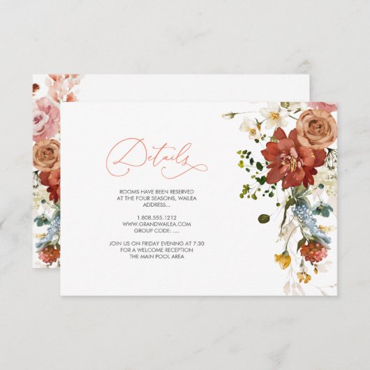 Pix Dezines Elegante Rustikale Blume Herbst Garten Einladung (Vorne/Hinten)