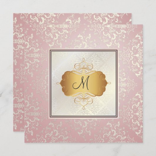 Pix Dezines Étienne Damask Einladung (Vorne/Hinten)