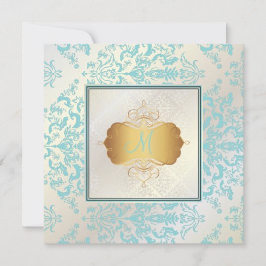 Pix Dezines Étienne Damask Einladung (Vorderseite)